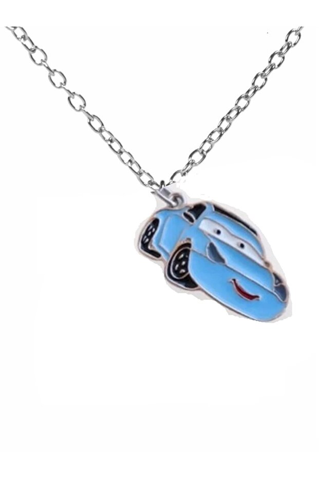 Sally Blue Metal Necklace – Unisex 60 cm Chain Car-Themed Stylish Design