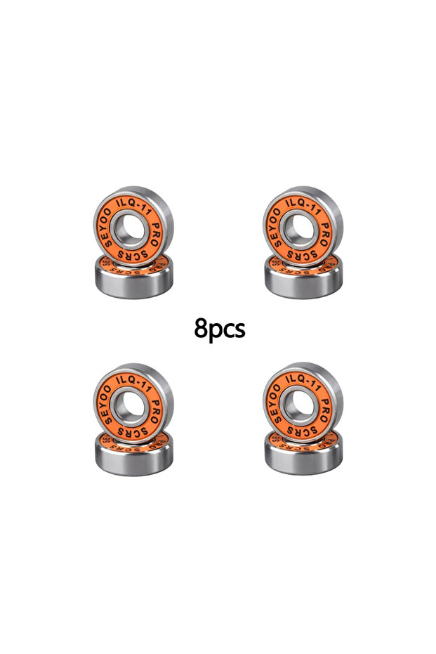 Orange ILQ-11 High-Speed Bearings 8-Pack Low Noise Premium Quality Roller Bearings for Skateboards L