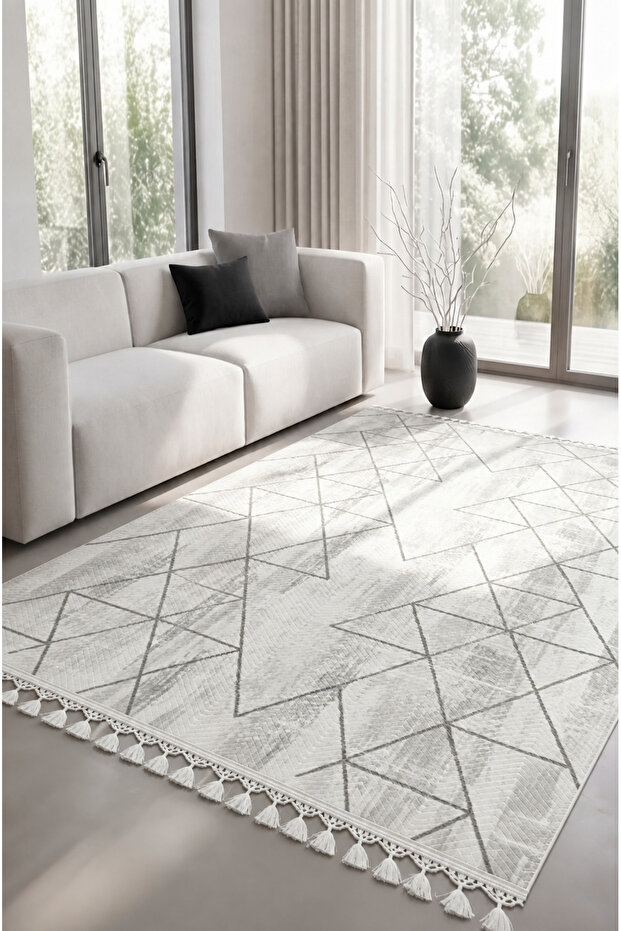 Tasseled Non-Slip Floor Mat Hallway Kitchen Carpet Machine Washable