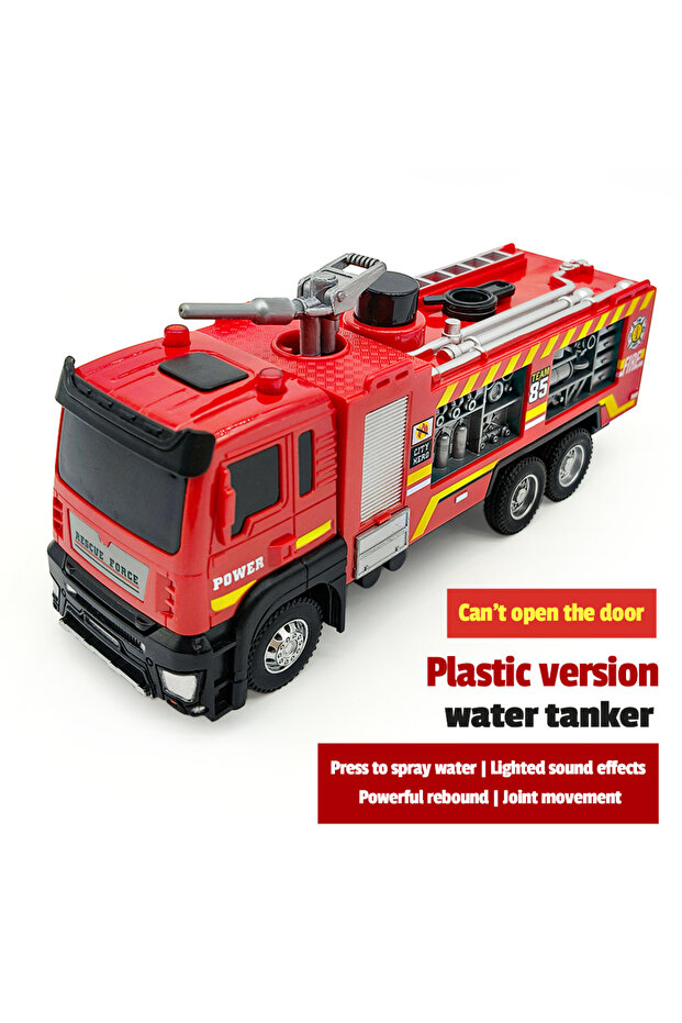 plastic tanker 1:50 Alloy Fire Truck Firefighter Simulation Sprinkler Car Diecast Water Spray with L