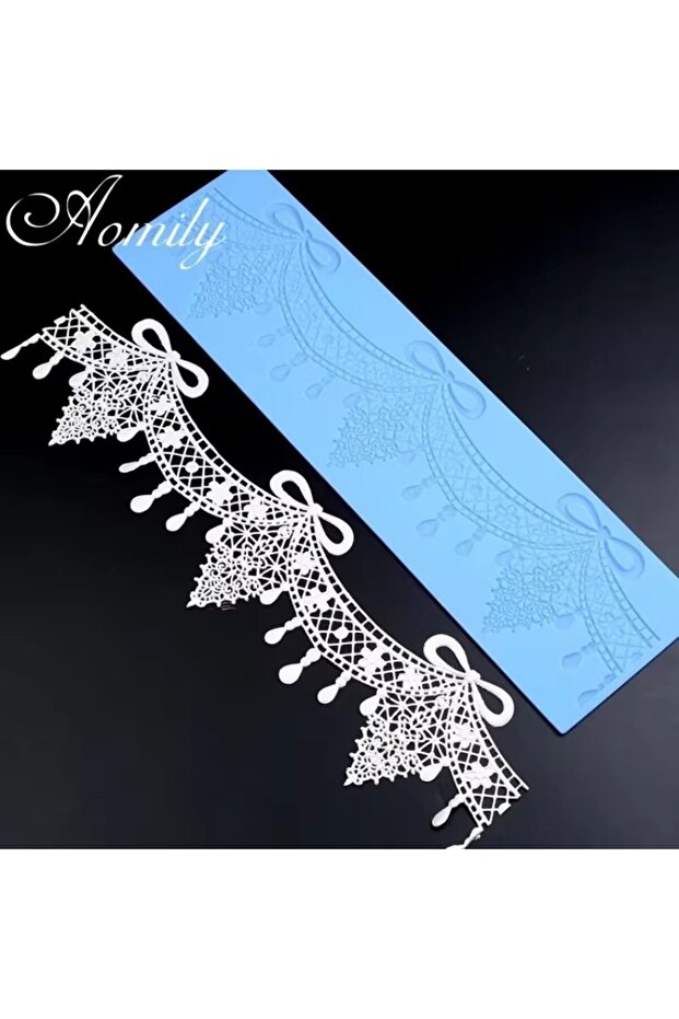 Blue Aomily Beautiful Lace Wedding Cake Silicone Flower Fondant Mold Mousse Brim Decor Sugarcraft Ic
