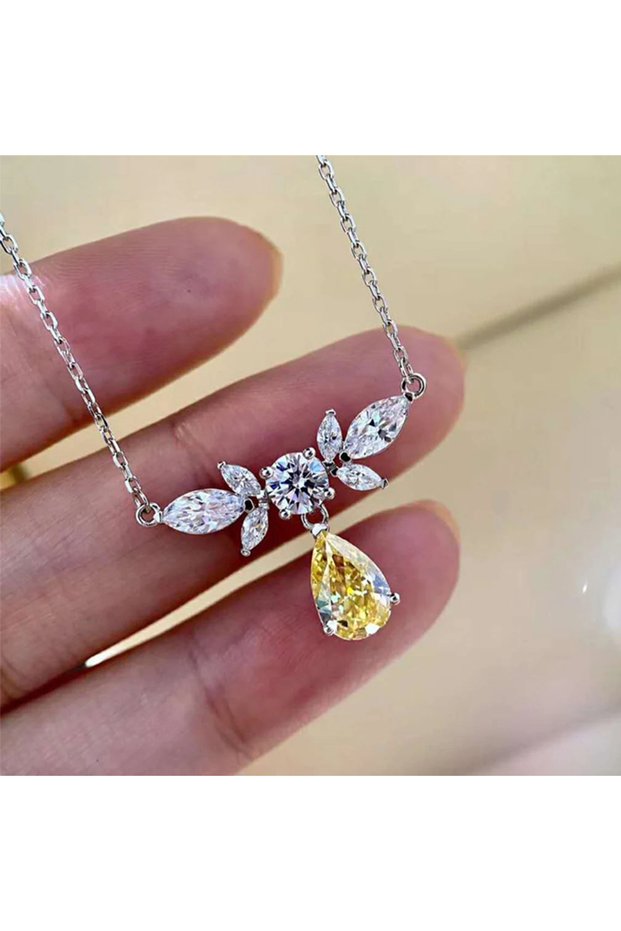 45cm XL877 Huitan Newly Designed Women's Necklace with Sparkling Yellow/White Cubic Zirconia Engagem