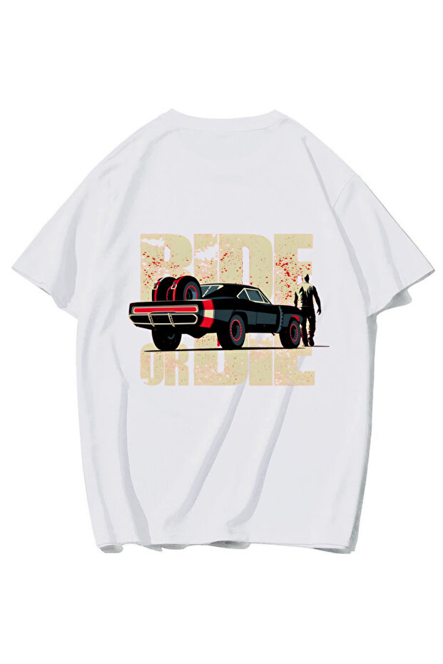 Unisex Oversize Car Ride or Die T-Shirt (White)
