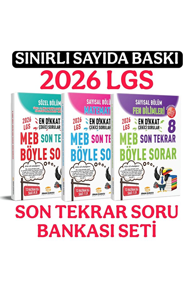 SİNAN KUZUCU YAYINLARI 2026 LGS SON TEKRAR SÖZEL + SAYISAL BÖLÜM SORU BANKASI SETİ
