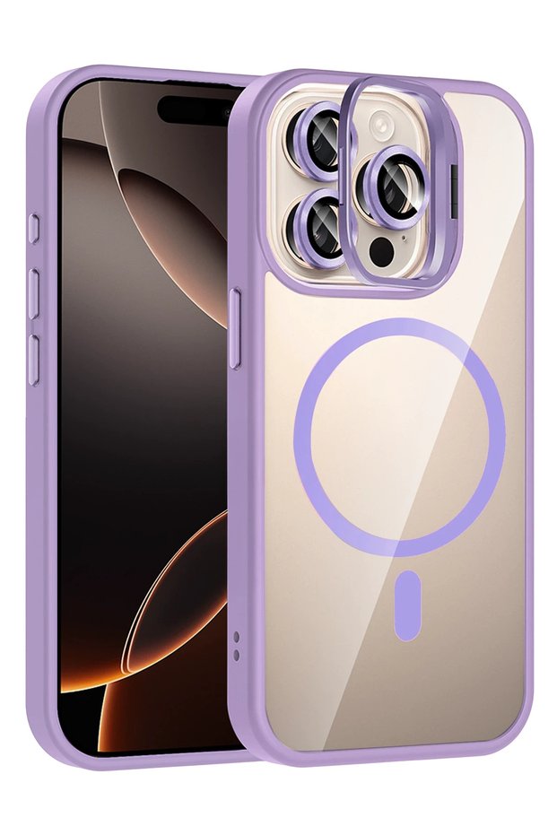 Gldisptm iPhone 15 Pro Max Cover with Remim Lens and Magsafe Stand (35751) - Lilac