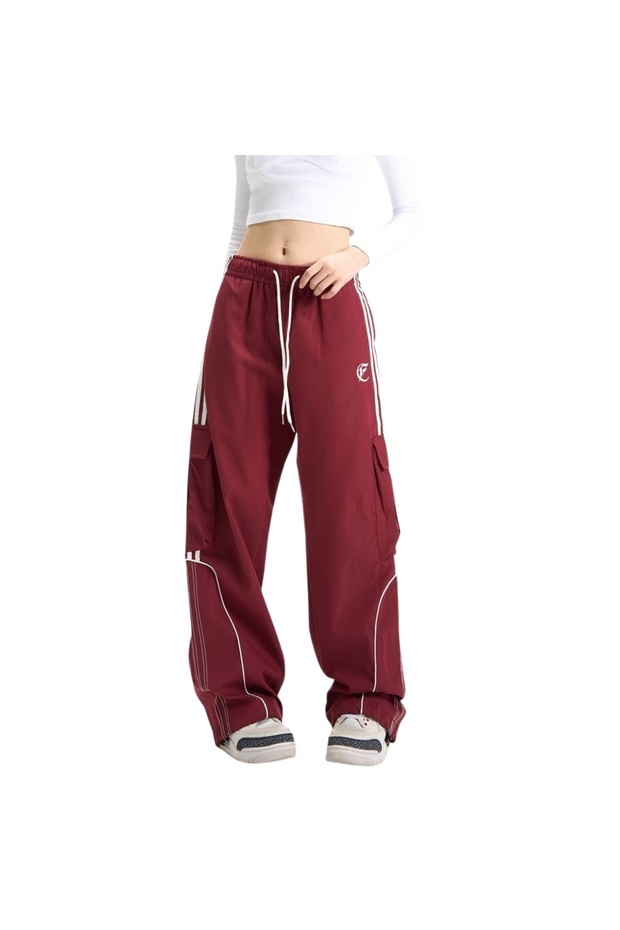 Women’s Summer Cargo Trousers – Breathable Polyester Fabric, Cotton Lining, Oversized Wide Leg Pants