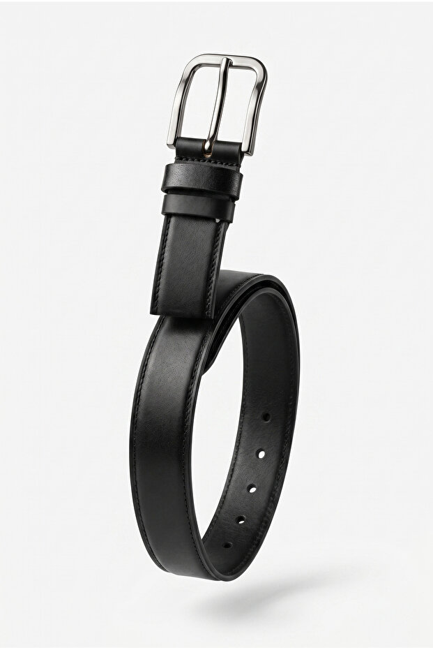 Genuine Leather Flat Children's Belt Black