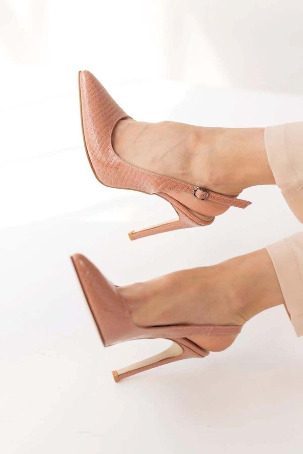 Somo 10.5 cm Snakeskin Patterned Stiletto Pointed Toe Women's Heeled Shoes