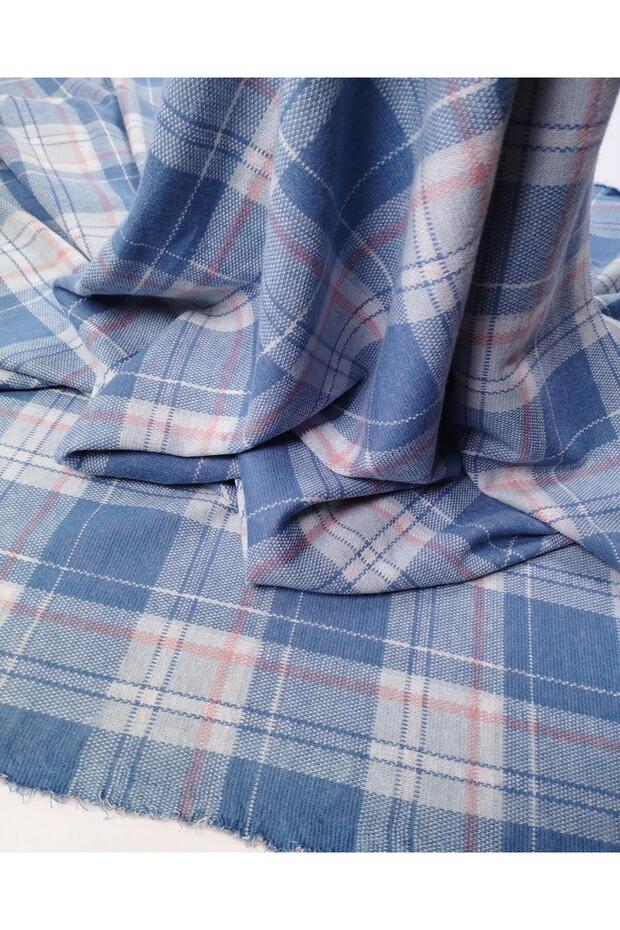 Blue Mint Pomegranate Flower Plaid Knitted Fabric Jacquard Flowy Stretchy Blouse Fabric & Dress Fabric 150X195Cm