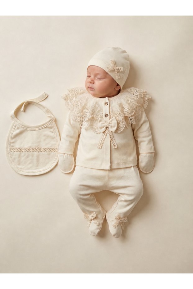 Baby Girl Lace 5-Piece Hospital Outfit, Mevlüt Set, Photo Shoot Baby Set