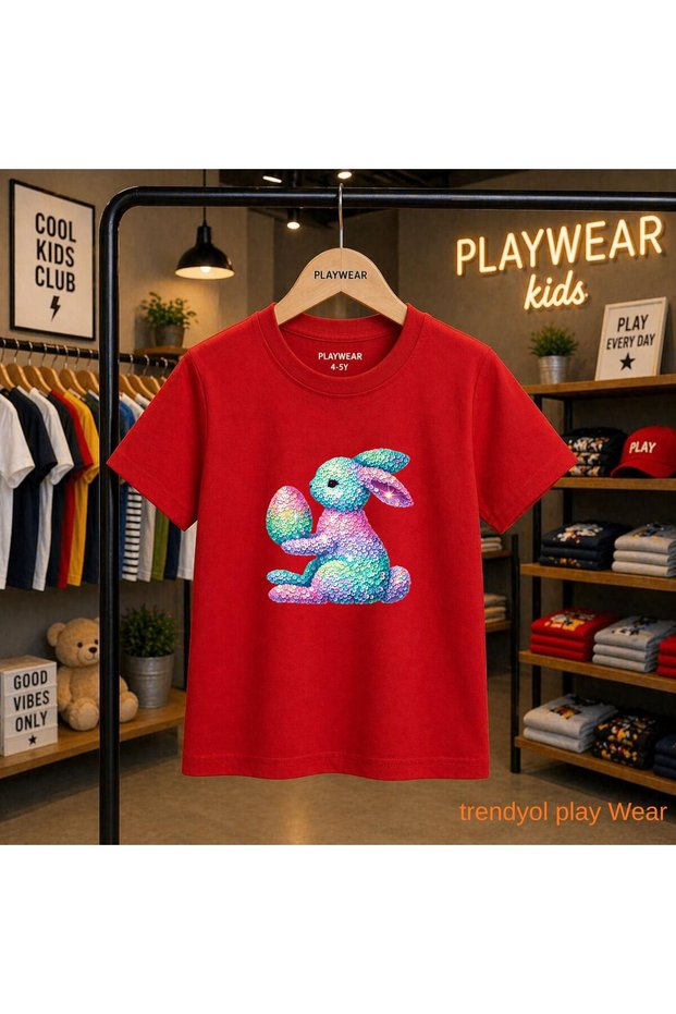 Pull Tavşan Printed 100% Children's Unisex T-Shirt 5 6 -7 8-9 10 -11 12 Years Old