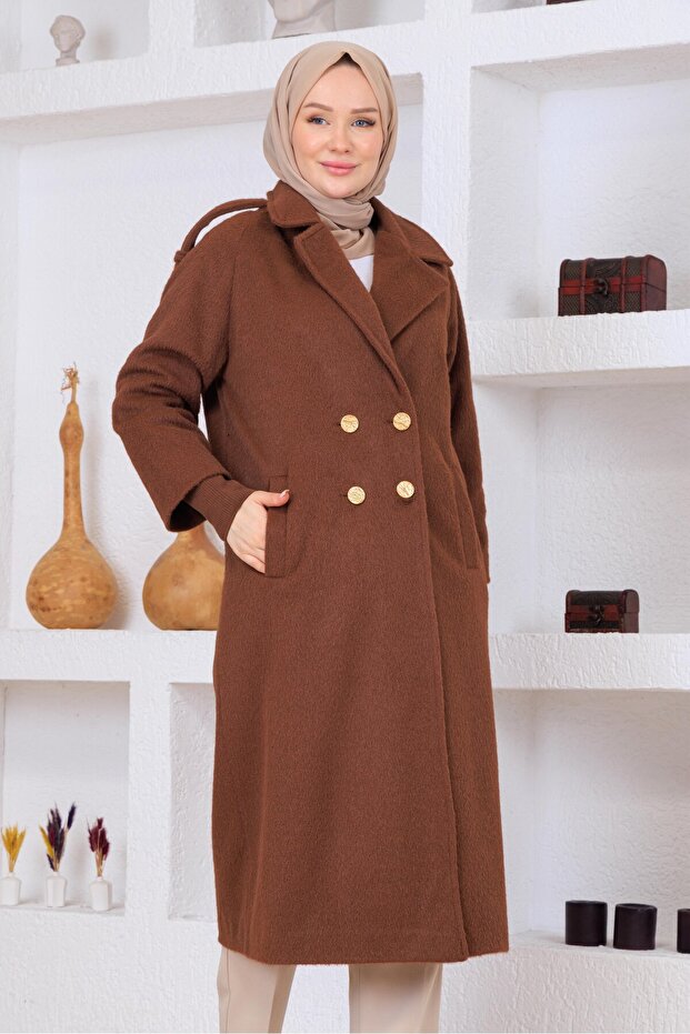 Buttoned coat cinnamon - 2