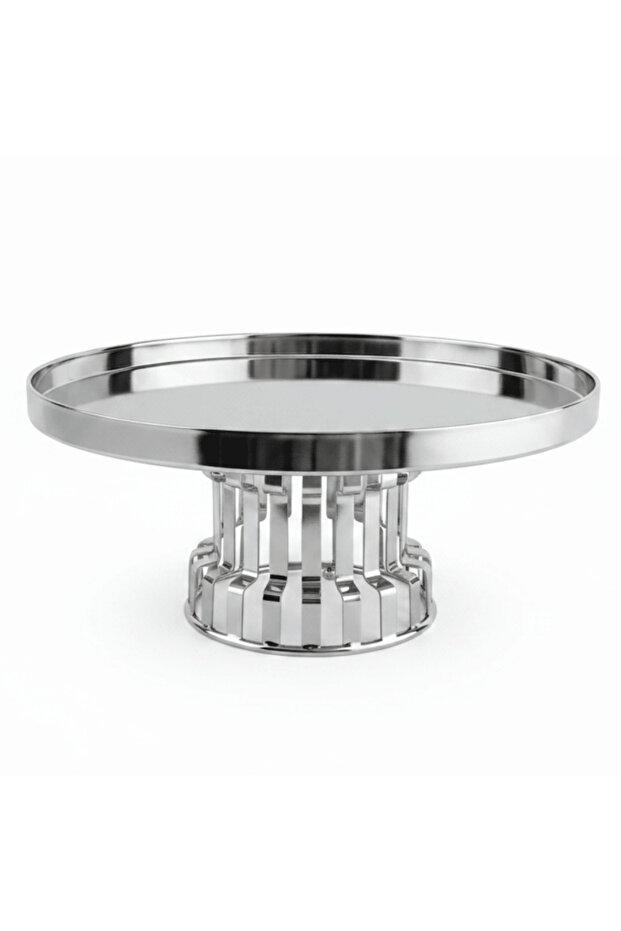 Classic Footed Stainless Steel Cake Stand –Cake & Pastry Display – 26 × 16 cm