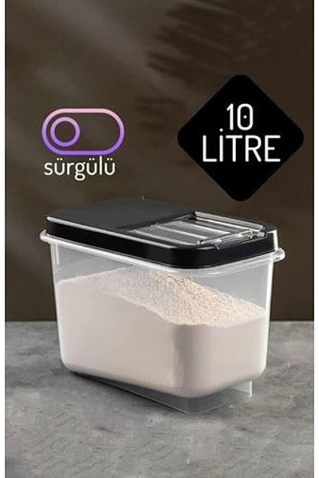 حاوية تخزين البقوليات سعة 10 لتر من Multibox - حاوية تخزين الطعام مع غطاء منزلق حاوية دقيق أنثراسايت