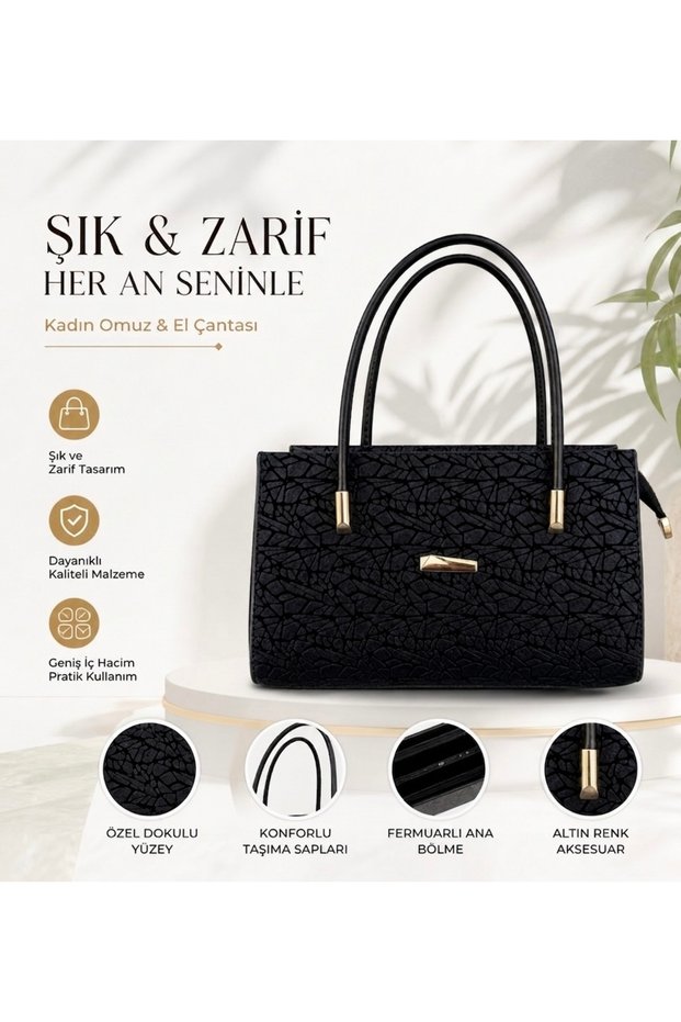 Women's / Mother's / Textured / Hand and Shoulder Bag / Stylish Daily Bag / Imported Leather / Long Strap