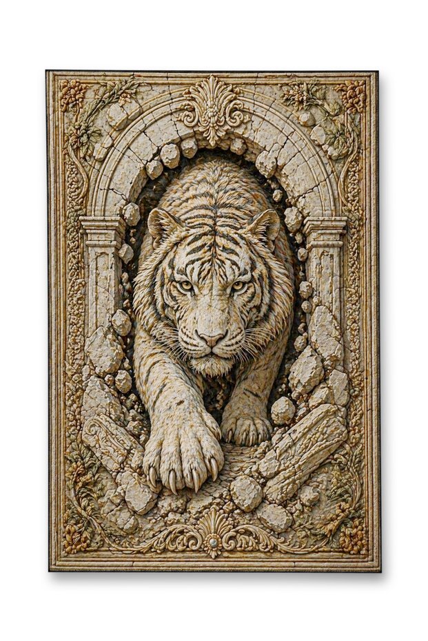 Sdt Tiger Patterned Modern Woven Base Decorative Carpet Sdt946