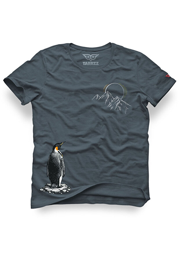 تي شيرت بتصميم مطبوع عليه البطريق والجبال للجنسين - تي شيرت Nihilist Penguin مصنوع من القطن بنسبة 100% برقبة دائرية
