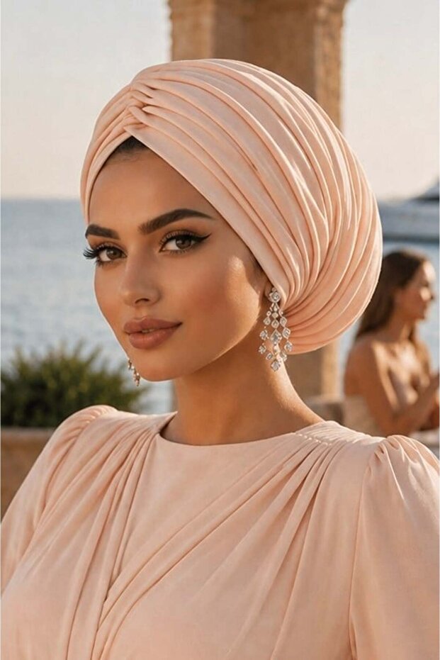 قبعة فضفاضة ناعمة من السالمون بطبقة مزدوجة