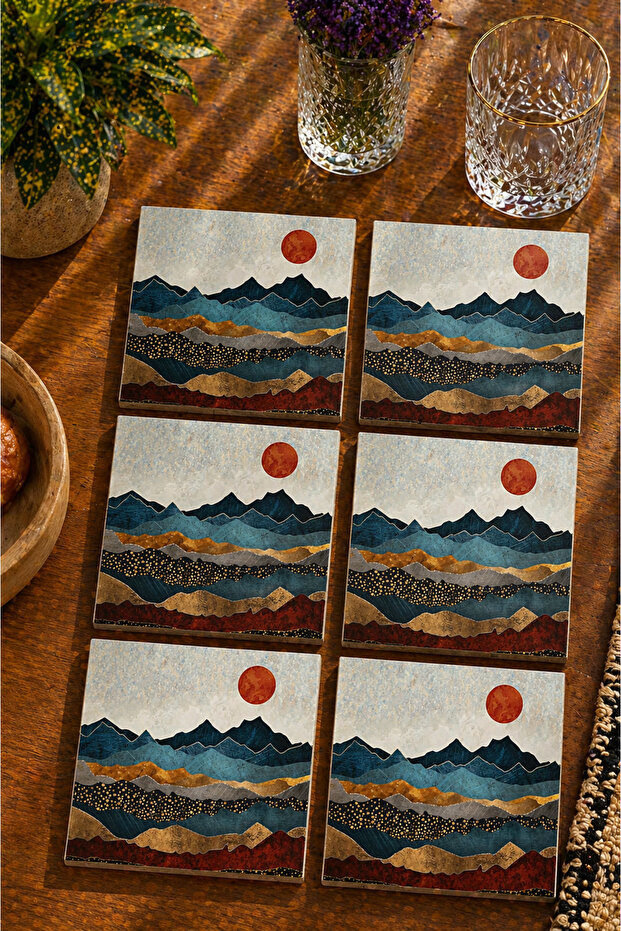 Abstract Design Set of 6 Coasters - Uv Printing Mdf - 10X10 cm