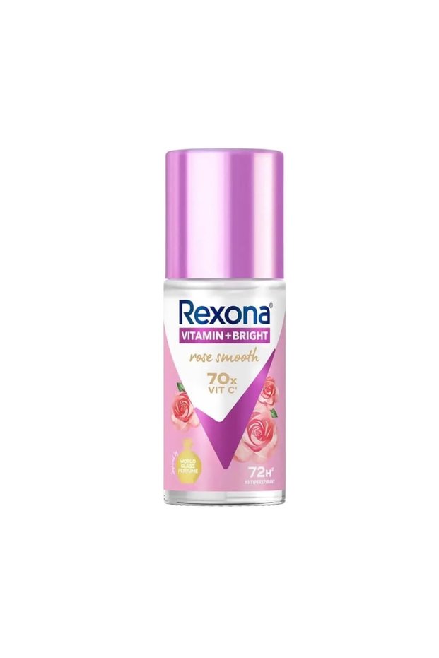Rexona Vitamin+ Bright Rose Glow Antiperspirant Roll-On for Women, 45ml - 72-Hour Sweat & Odor Protection, with Vitamins C, B3, E for Brighter Underarms