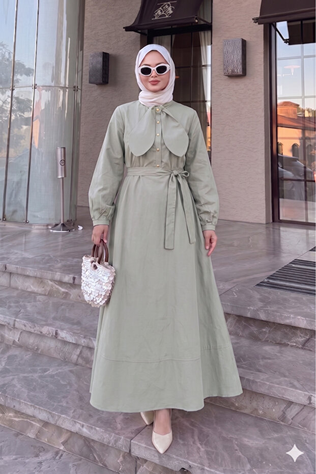 Women's Waist Tie Dress Light Green