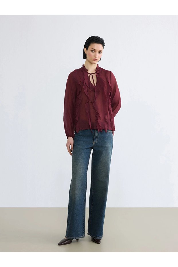 Lcw Jeans İndigo High Waist Wideleg Women's Jean Trousers