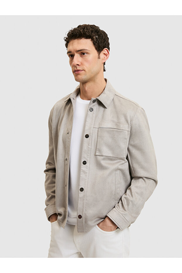 Gray Leather Jacket 50321069-Vr024 - 3