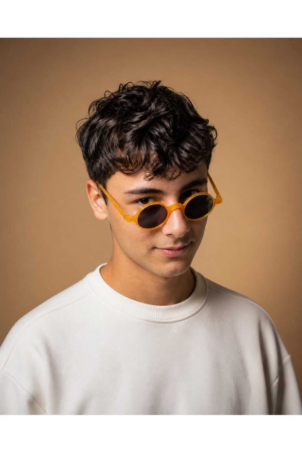 Unisex Orange Round Sunglasses Polarized Uv400 Protection Tr90 Lightweight Retro Vintage