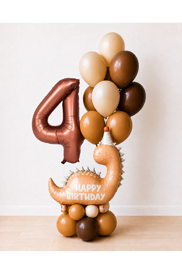 Retro Happy Birthday Dinosaur Balloon Garland -4-