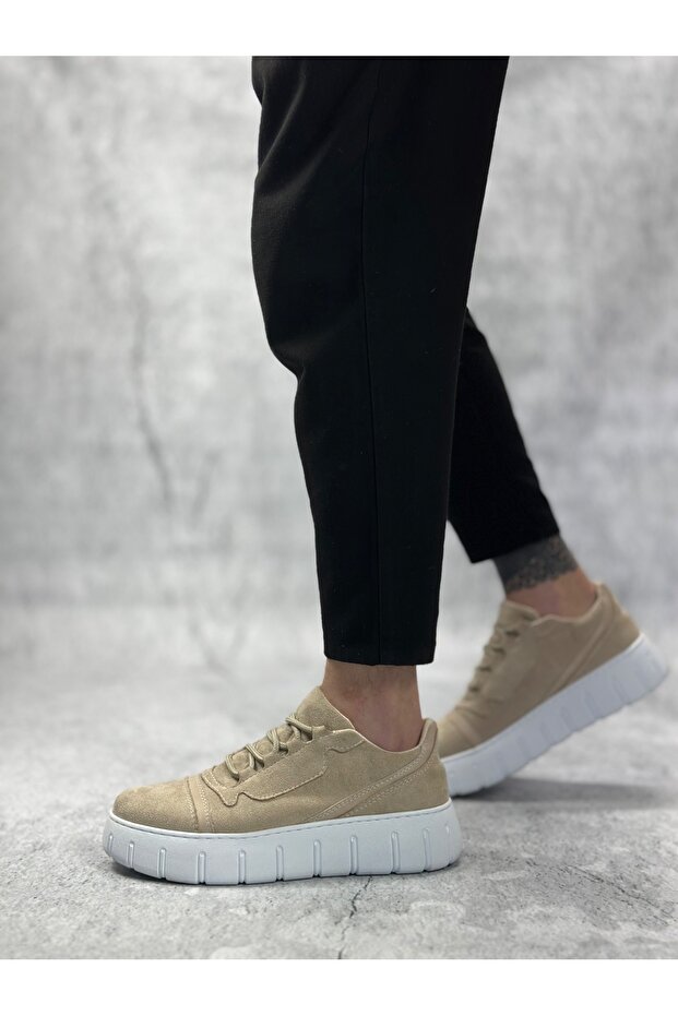 Aba0666 Cream High Sole Men's Casual Shoes