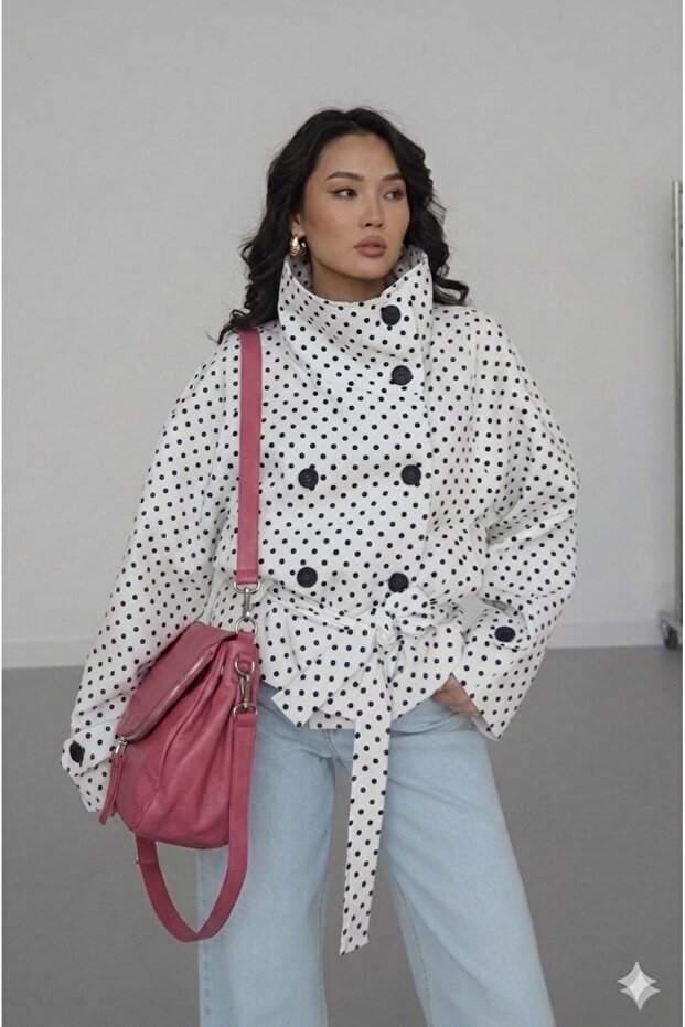 Polka Dot Belted Jacket - 1