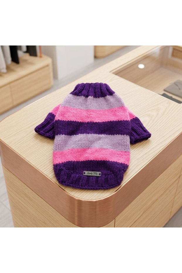 Striped Pink and Purple Tone Sweater for Cat and Dog
