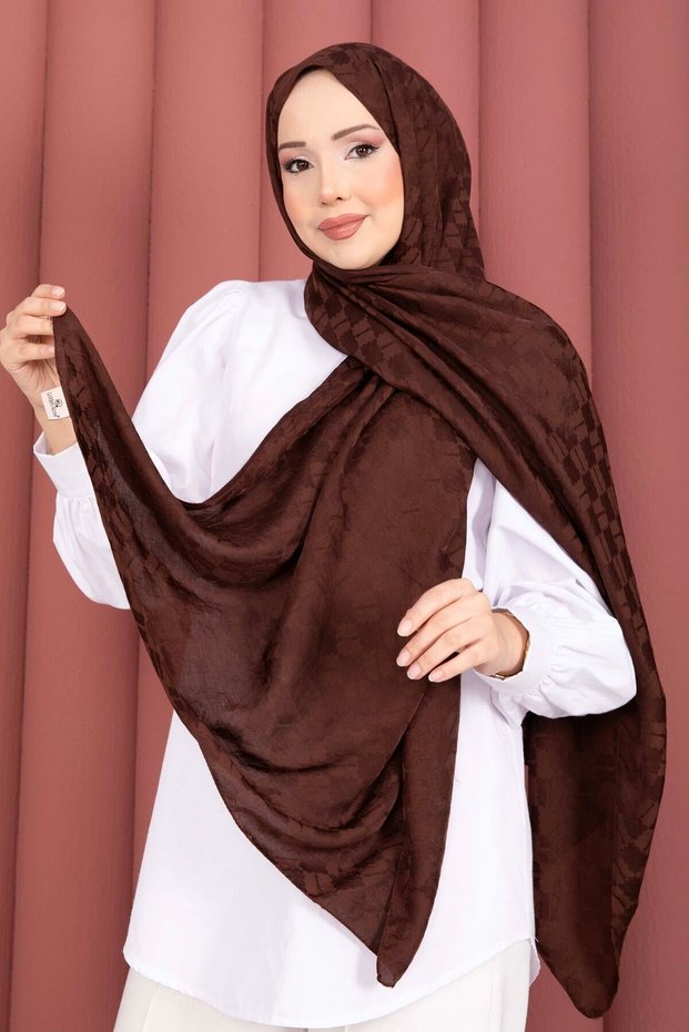 Geometric Pattern Jacquard Shawl Series Brown