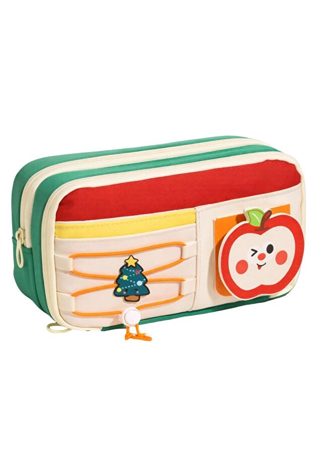 Pencil Case Cute Colorful Large Capacity Korean Style Pen Holder - Red Apple