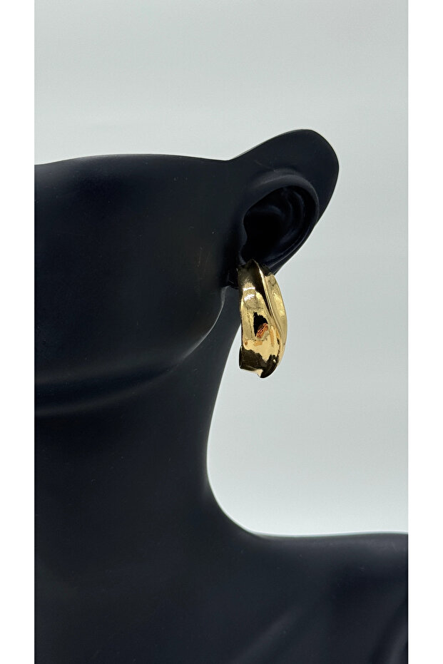 Gold Thick Hoop Stylish Earrings - Gold