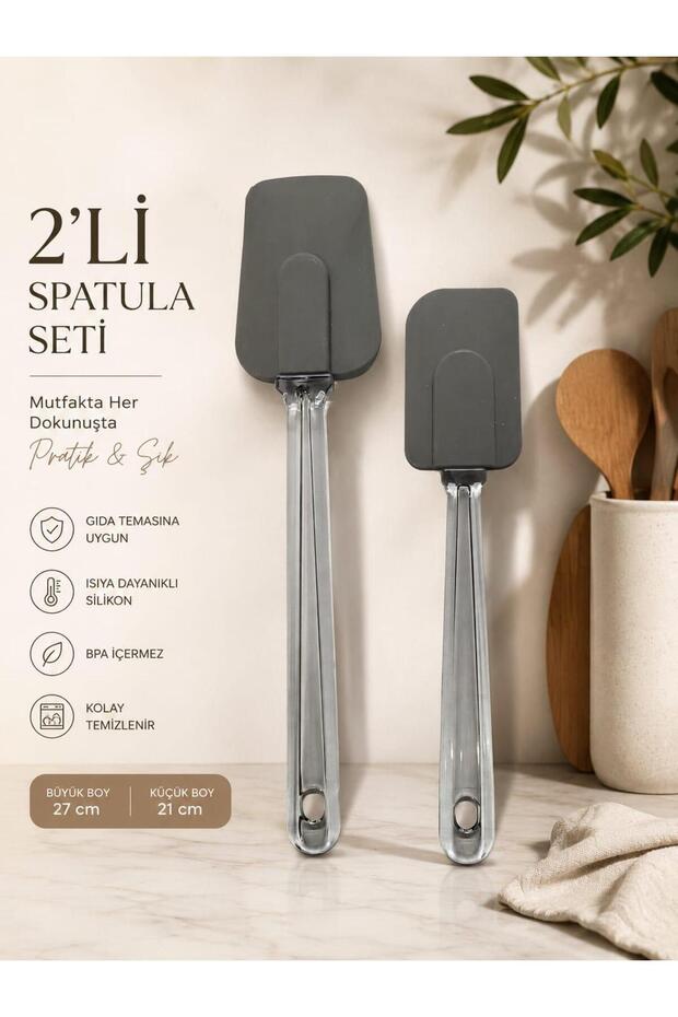 Set of 2 Silicone Spatulas Anthracite