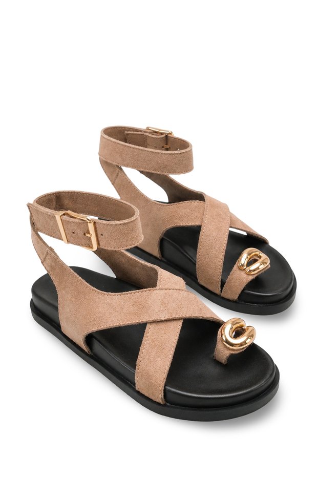 Celeste Vera Women's Flip Flop Sandals 0012351 Mink Suede