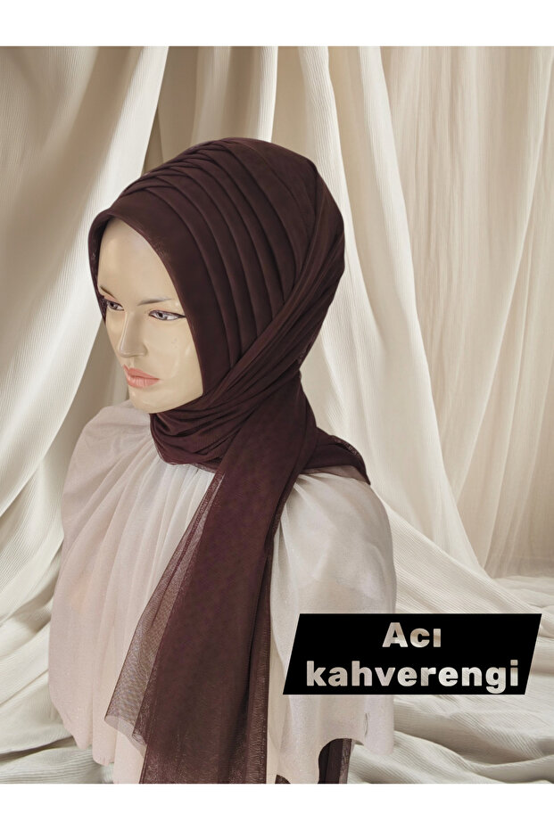 Bitter Brown Single Model Ready-Made Veil Ready-Made Shawl Ready-Made Turban