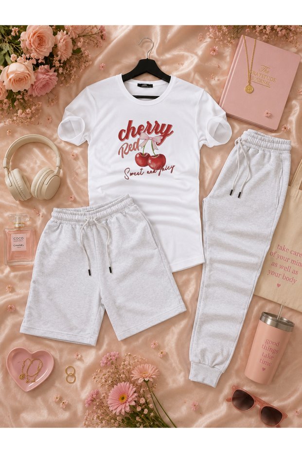 Qwim 3-Piece T-Shirt Shorts Tracksuit Women's Stylish Set