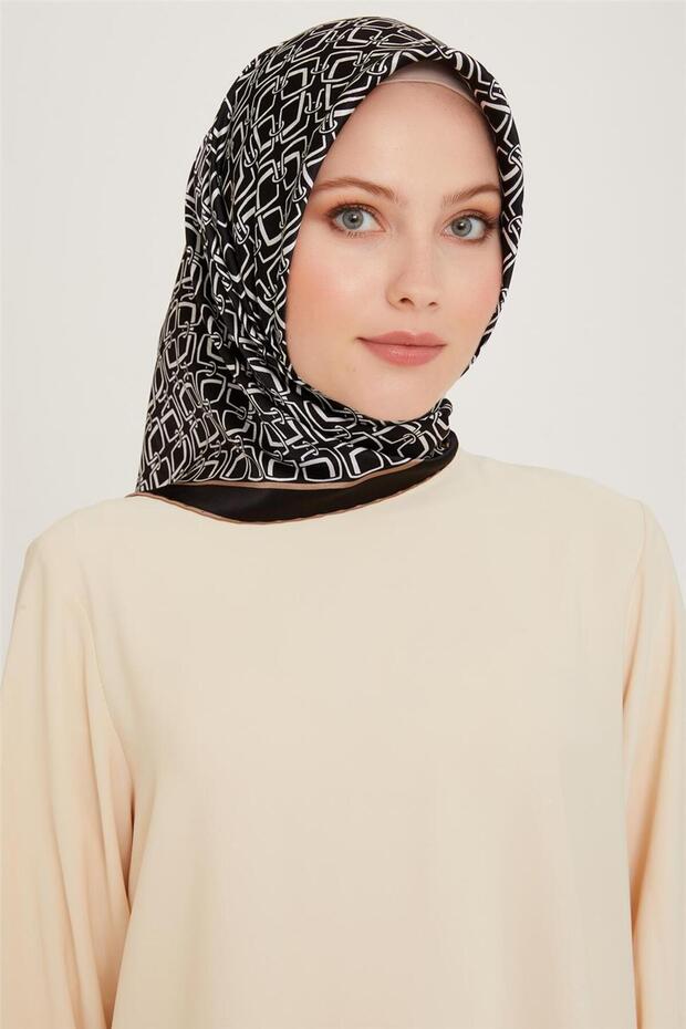 Silk Scarf 2025 Winter - 9248-50 Black Twill
