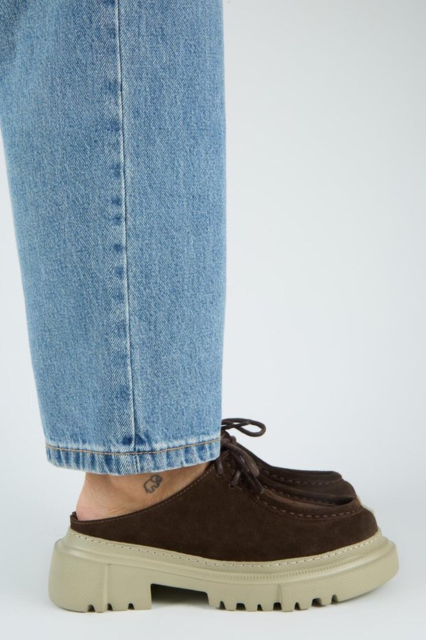 Carmela Women's Leather Genuine Leather Lace-Up Sabo Brown Slippers