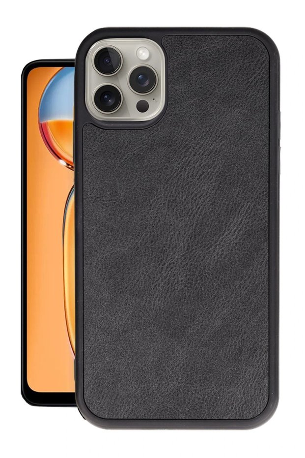 Ilkeshop New iPhone 15 Pro Max Case Aras Leather Cover (10203) - Black