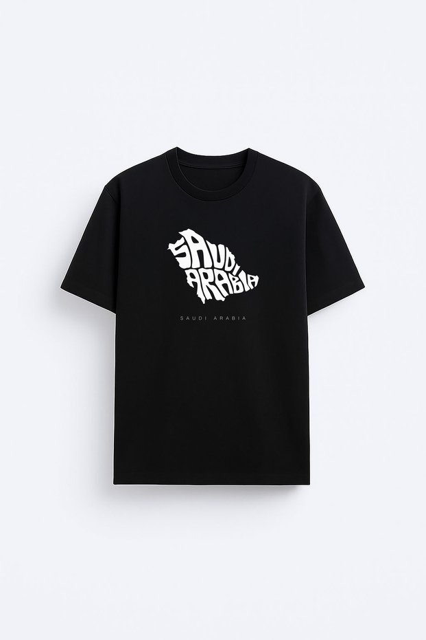 Saudi Arabia Saudi Arabia Printed Crew Neck Black T-Shirt T-Shirt