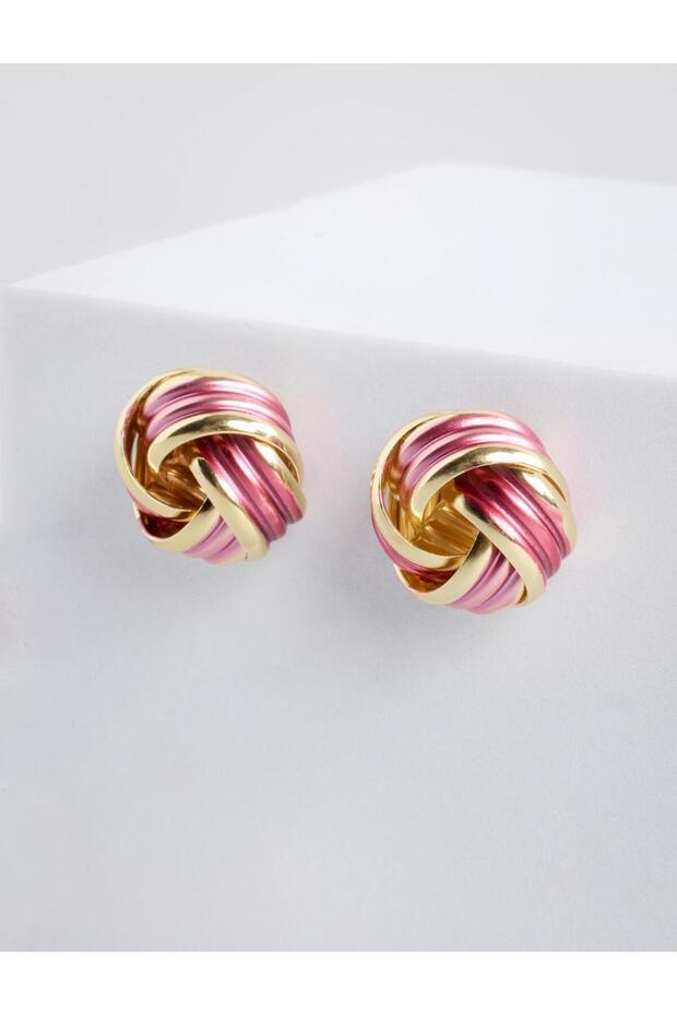 Elegant Earrings with Burgundy Knot Figures