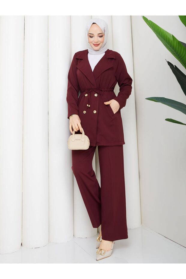 Women's Waist Tunnel Blazer Jacket Set