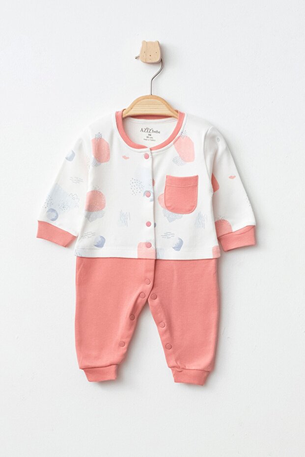 Baby Girl Snap Fastener Patterned Jumpsuit 0 Month - 6 Months