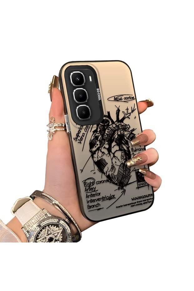 Infinix Hot 60 Pro Plus Compatible Hard Acrylic Back Silicone Edge Lens Protection Case