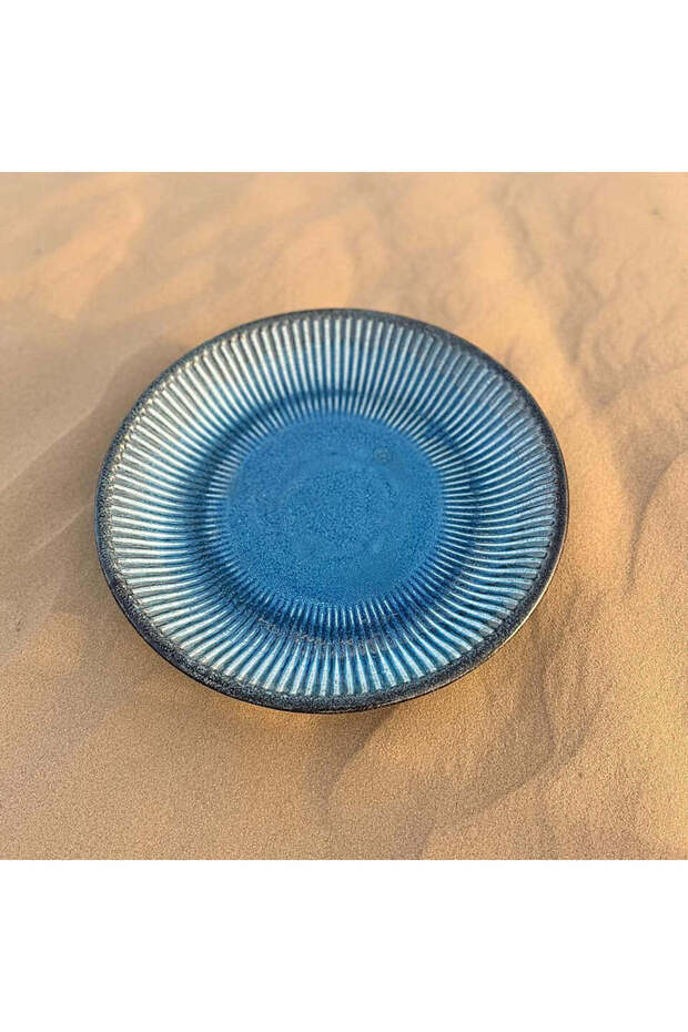 Sapphire Bloom – Oversized Round Ceramic Platter
