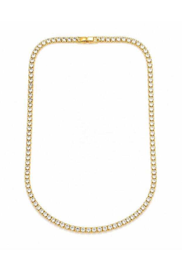 Special Series Stone Detailed Non-Rotating Waterway Necklace – Gold