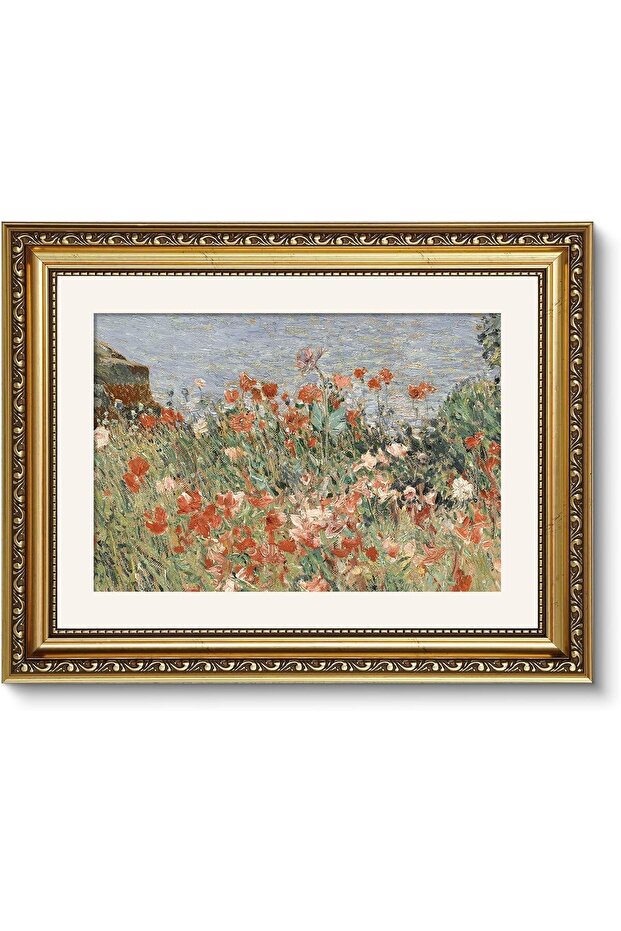 Premium Garden Sea Sky Canvas Wall Art Gold Frame 40x60 cm Decor